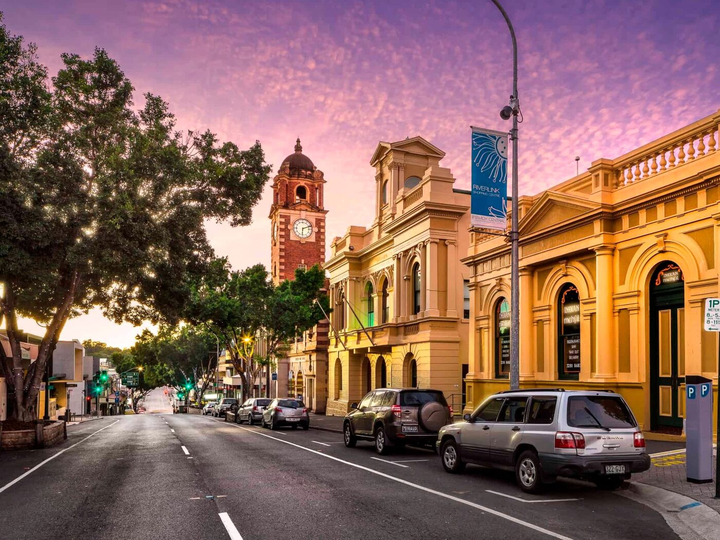 Sunset over the historic Ipswich CBD, South East Queensland